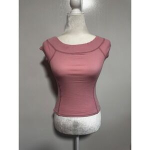 Vintage Coolwear Ribbed Cap Sleeve Scoop Neck‎ Top Pink Size Small Women's